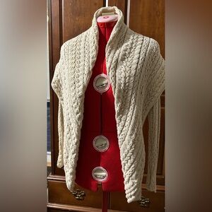 Cynthia Rowley Cream Cable-Knit Open-Front Cardigan